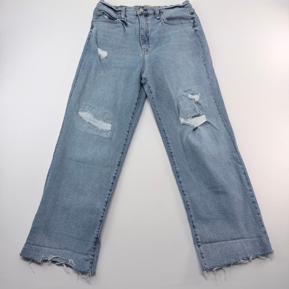Jessica Simpson Zinnia Wide Leg Boyfriend Jeans Light Wash Distressed Size 8